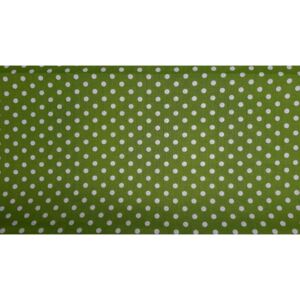 Pamutvászon kiwi zöld-fehér nagy pötty 43