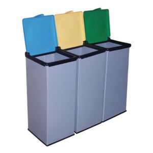 Monti 3 db-os műanyag szemetes kosár készlet szelektív hulladékgyűjtésre, 3 x 85 l térfogat, színkombináció