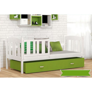 KUBA P1 gyerekágy + AJÁNDÉK matrac + ágyrács, 190x80 cm, fehér/zöld