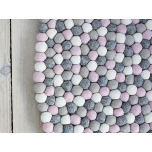 Ball Rugs világos rózsaszín-szürke gyapjú golyószőnyeg, ⌀ 200 cm - Wooldot