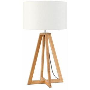 Everest asztali lámpa fehér búrával és bambusz lámpatesttel - Good&Mojo