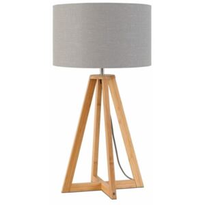 Everest asztali lámpa világosszürke búrával és bambusz lámpatesttel - Good&Mojo