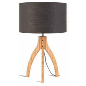 Annapurna asztali lámpa sötétszürke búrával és bambusz lámpatesttel - Good&Mojo