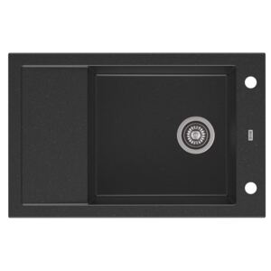 A-POINT 40 gránit mosogató automata dugóemelő, szifonnal, fekete, beépíthető