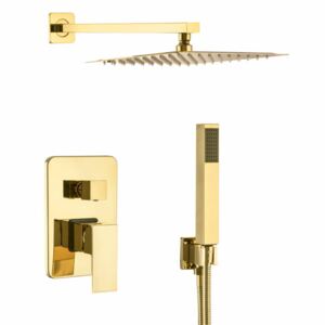 Zen6 zuhanyszett beépíthető fali keverőcsappal és esőztető zuhanyfejjel arany, beépíthető