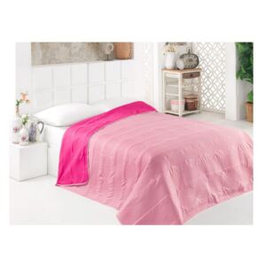 Rózsaszín mikroszálas, kétoldalas ágytakaró, 200 x 220 cm