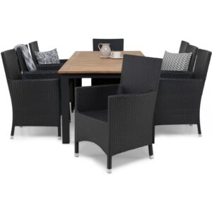 Asztal és szék garnitúra VG5507 Fekete + fa