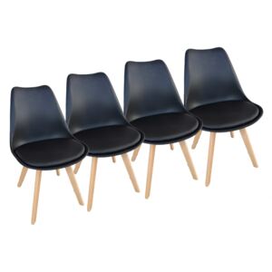 Skandináv stílusú fekete szék szett BASIC 3+1 INGYEN!