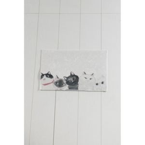 Lismo Cats fehér-szürke fürdőszobai kilépő, 60 x 40 cm
