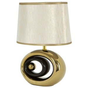 Oval fehér asztali lámpa aranyszínű lámpatesttel - Mauro Ferretti