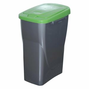 Szelektív hulladékgyűjtő kosár, 42 x 31 x 21 cm, zöld fedél, 15 l