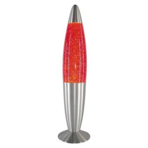Glitter mini lava lámpa H35cm csillám lapocskákkal, piros/ ezüst -Rábalux