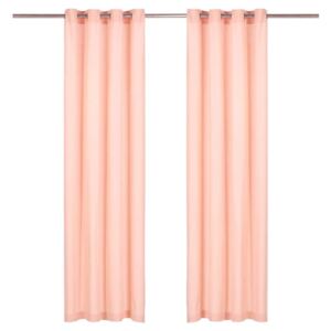 VidaXL 2 db rózsaszín pamutfüggöny fémgyűrűkkel 140 x 225 cm