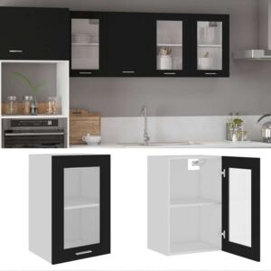 VidaXL fekete forgácslap függő üvegszekrény 40 x 31 x 60 cm