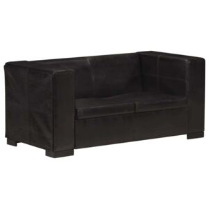 VidaXL fekete kétszemélyes valódi bőr kanapé