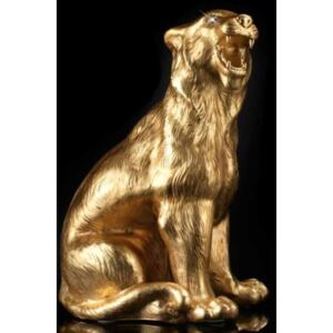 Szibériai tigris kerámia szobor, aranyfóliával