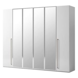 Smart 5-ajtós szekrény, 3 tükrös ajtóval MAIA fogantyúval - fehér