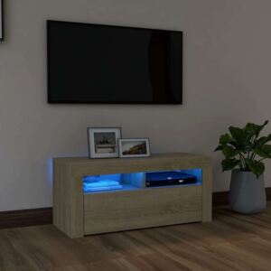 VidaXL sonoma-tölgy színű TV-szekrény LED-lámpákkal 90 x 35 x 40 cm