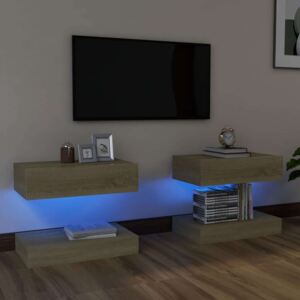 VidaXL 2 db sonoma-tölgy színű TV-szekrény LED-lámpákkal 60 x 35 cm