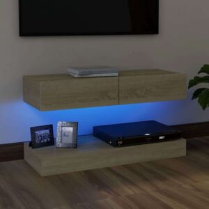 VidaXL sonoma-tölgy színű TV-szekrény LED-lámpákkal 90 x 35 cm
