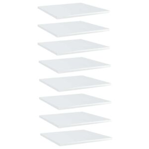 VidaXL 8 db magasfényű fehér forgácslap könyvespolc 40 x 40 x 1,5 cm