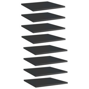VidaXL 8 db magasfényű fekete forgácslap könyvespolc 40 x 40 x 1,5 cm