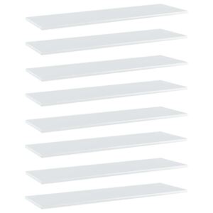 VidaXL 8 db magasfényű fehér forgácslap könyvespolc 100 x 30 x 1,5 cm