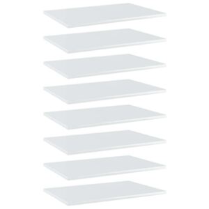 VidaXL 8 db magasfényű fehér forgácslap könyvespolc 60 x 40 x 1,5 cm
