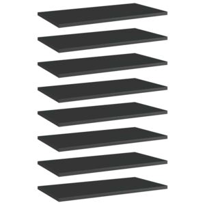 VidaXL 8 db magasfényű fekete forgácslap könyvespolc 60 x 30 x 1,5 cm