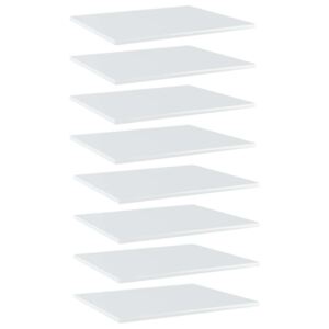VidaXL 8 db magasfényű fehér forgácslap könyvespolc 60 x 50 x 1,5 cm