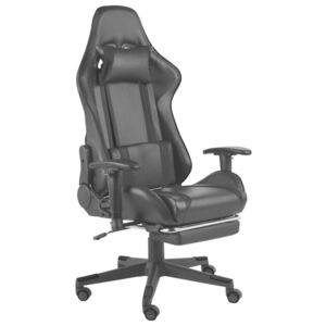 VidaXL fekete PVC forgó gamer szék lábtartóval