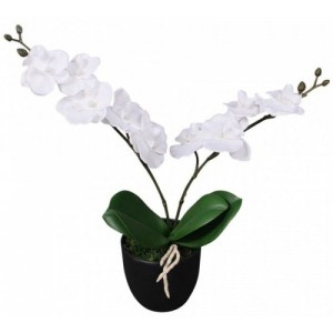 Műorchidea virágcseréppel 30 cm fehér