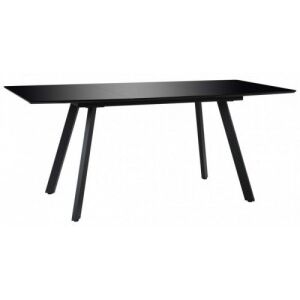 Magasfényű fekete MDF étkezőasztal 180 x 90 x 76 cm