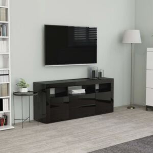 Magasfényű fekete forgácslap TV-szekrény 120 x 30 x 50 cm