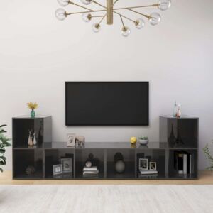 VidaXL 4 db magasfényű szürke forgácslap TV-szekrény 72 x 35 x 36,5 cm