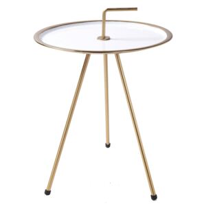 Háromlábú asztalka 36 cm, fehér-arany - CIBLE