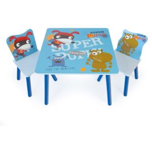 Gyerek asztal 2 székkel, szuperkutyus, kék - SUPERPUPPY