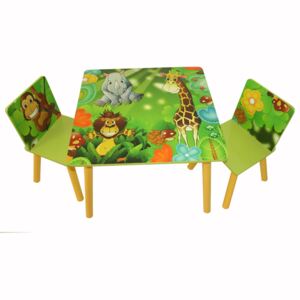 Gyerek asztal 2 székkel, dzsungel, zöld - JUNGLE