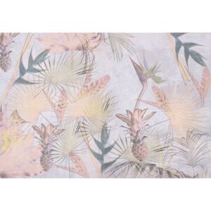 Pasztell trópusi mintázatú tapéta, 368x254 cm, rózsaszín-zöld - VIE EN PASTEL