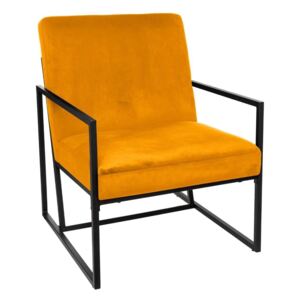 Bársony fotel, fém vázzal, világos narancssárga - CAPRI