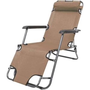 Amanka összecsukható kemping szék és napozóágy állítható háttámlával, párnával, bézs színű