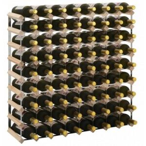 Tömör fenyőfa bortartó állvány 72 palackhoz