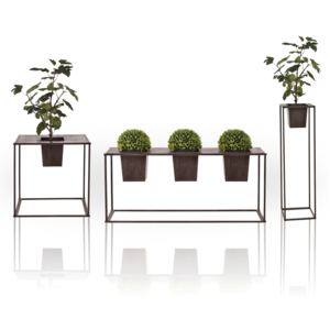 [casa.pro]® Virágtartó és kaspó szett - 3 különböző modell - különböző méretben és stílusban - dekoratív kültéri növénytartó - Sötétbarna - Fém