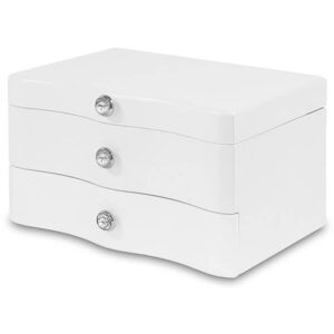 Fehér fa fiókos ékszertartó doboz - 20x14 cm