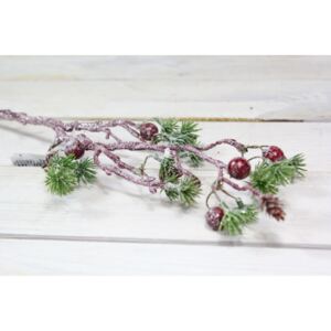 Mű havas gally bogyókkal (m. 45,5 cm) - karácsonyi