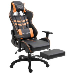 Narancssárga PU gamer szék lábtartóval