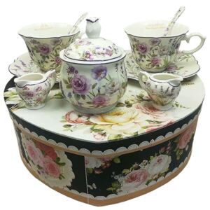 Levendulás - virágos porcelán teázós készlet