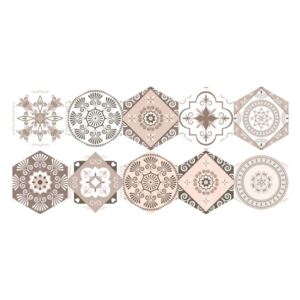 Floor Stickers Hexagons Cornalina 10 db-os padlómatrica szett, 40 x 90 cm - Ambiance