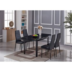 Kihúzható Asztal, Üveg és Fém, Kale Fekete, Sz120-180xM80xM76 cm