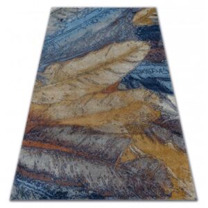 Soft szőnyeg 6316 tollak sárga / kék / mustár 80x150 cm